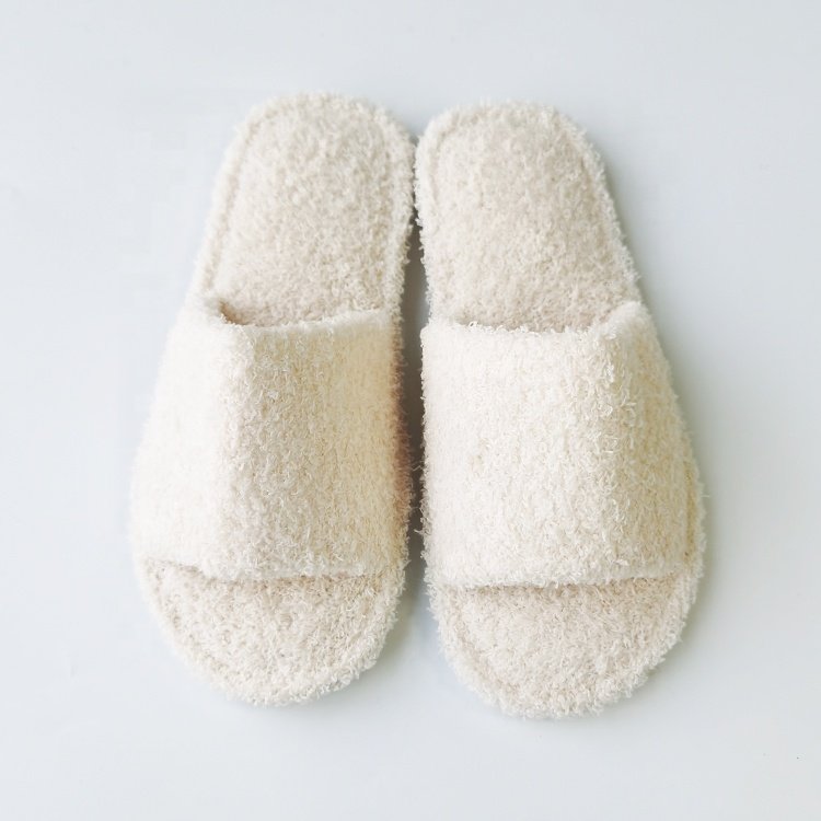 Warm Towel Material House Indoor Outdoor Lady Slide Spring Winter Fluffy Women's Plain Slippers With Soft Sole