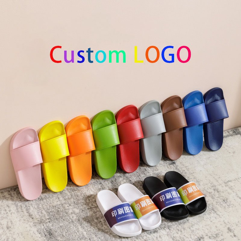 OEM Black Slides Footwear Sandals PVC Custom Logo Slippers Men Plain Blank Slide Sandal Slippers Custom Logo Slide Slippers
