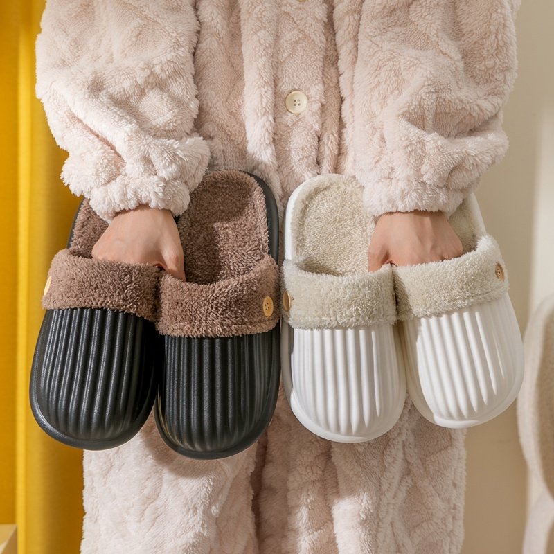 New Winter Men And Women Home Wholesale Eva Waterproof Half Slippers Couple Cotton Sandals Fashion Fur Slippers