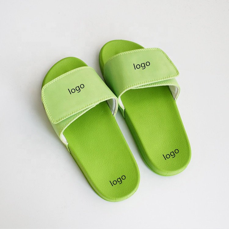 Custom Embossed Printing Adjustable Slides Shoes for Women Summer Flat PVC Slippers and Ladies Sandals Factory Price