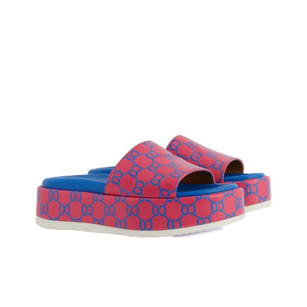 Women's Fashion Embroidered Canvas Designer Slides Flat Platform Sandals with Wood Insole Dust-proof Slide Slippers for Girls
