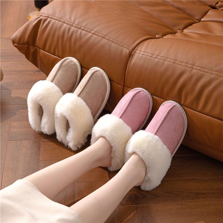 wholesale cotton Indoor House Furry Warm Slippers Fashion Faux Fur Winter Shoe Slip On Flats Female Home Slides Plush Slipper