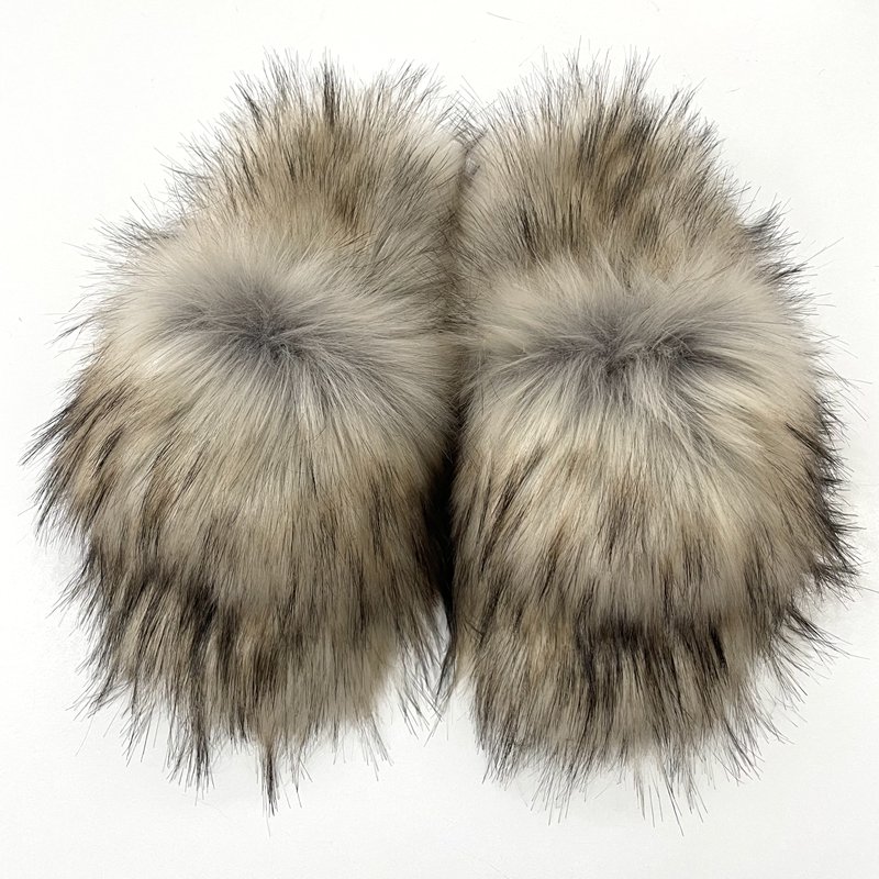 2024 Wholesale New Design Luxury Faux Raccoon Fur around fully fur Slides Slippers for women