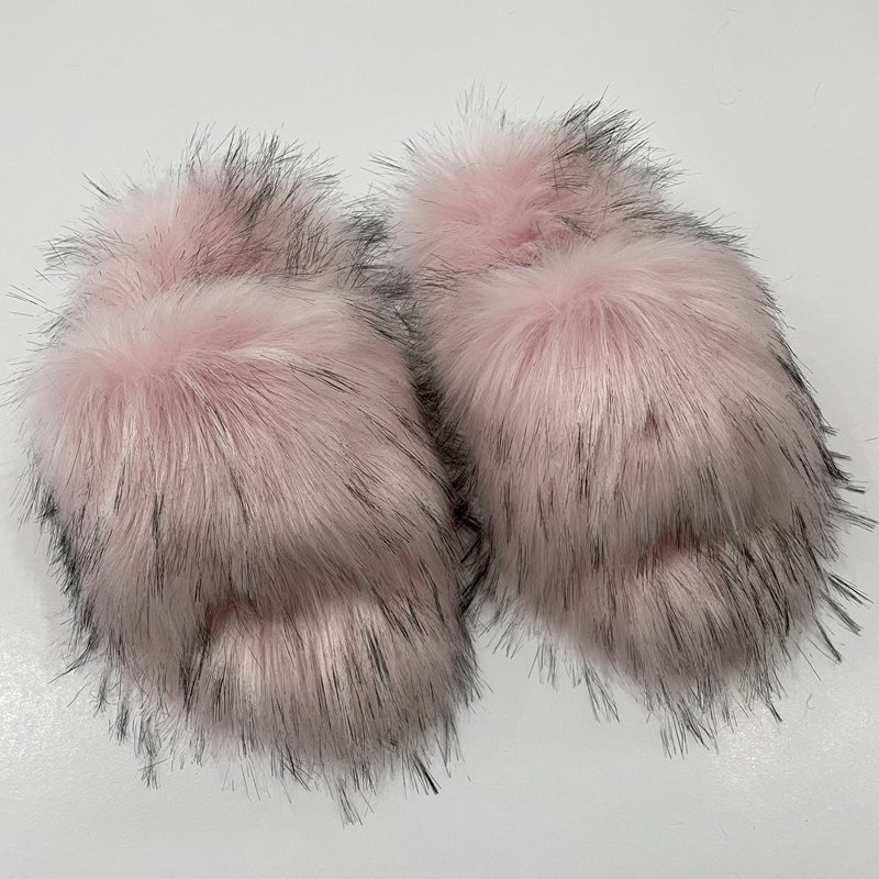 2024 Wholesale New Design Luxury Faux Raccoon Fur around fully fur Slides Slippers for women