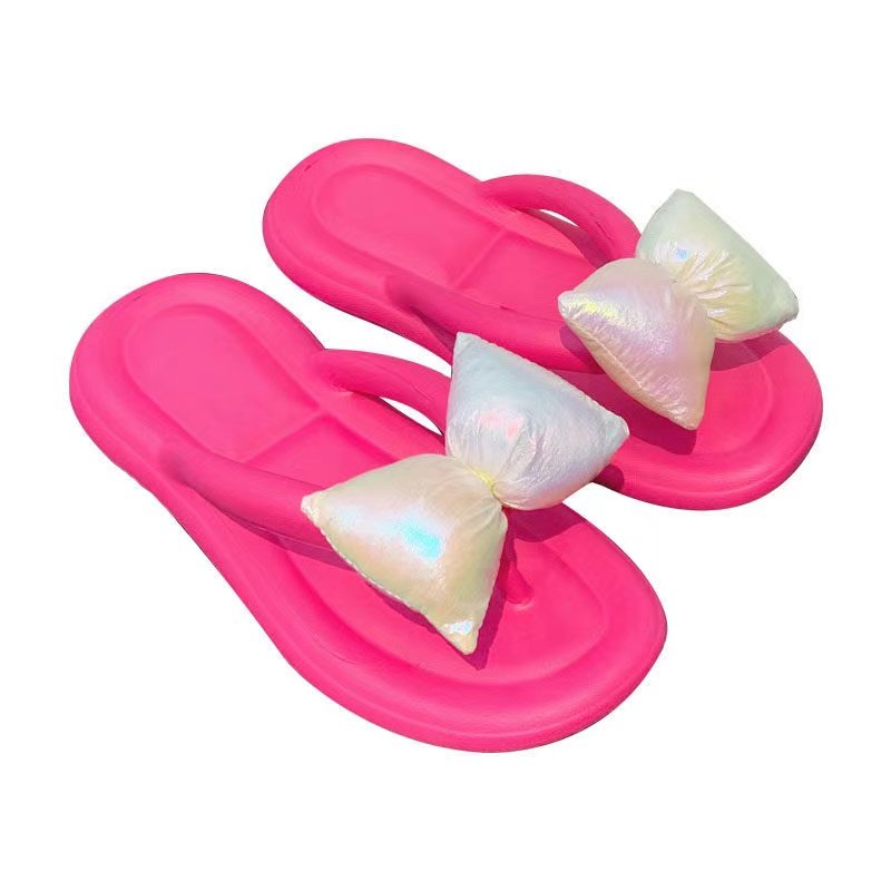 manufacturer costom summer candy color Princess Style bathroom beach bow eva anti-slip flip-flop slippers for ladies
