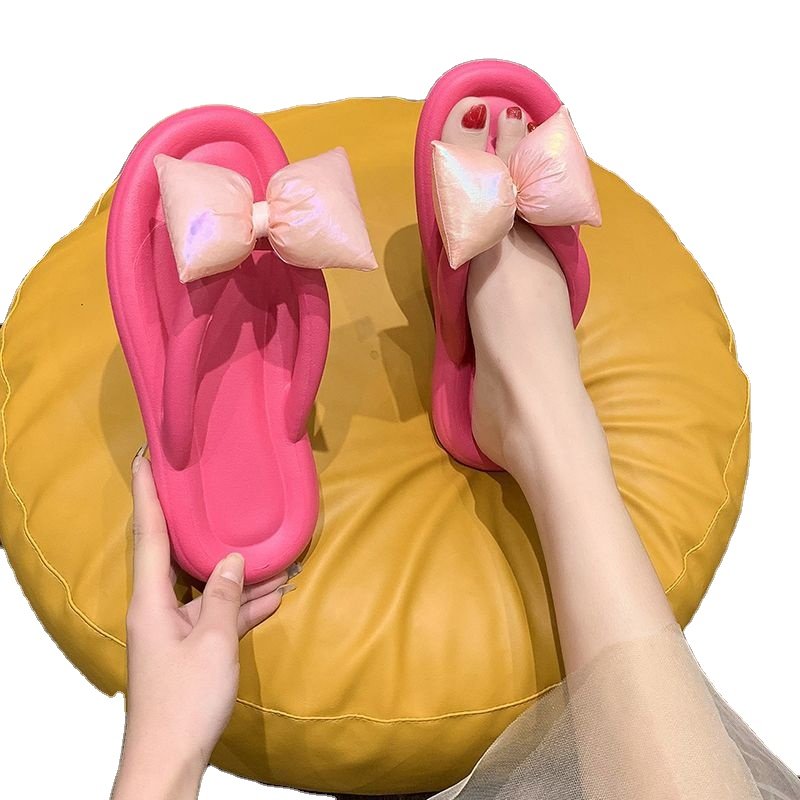 manufacturer costom summer candy color Princess Style bathroom beach bow eva anti-slip flip-flop slippers for ladies