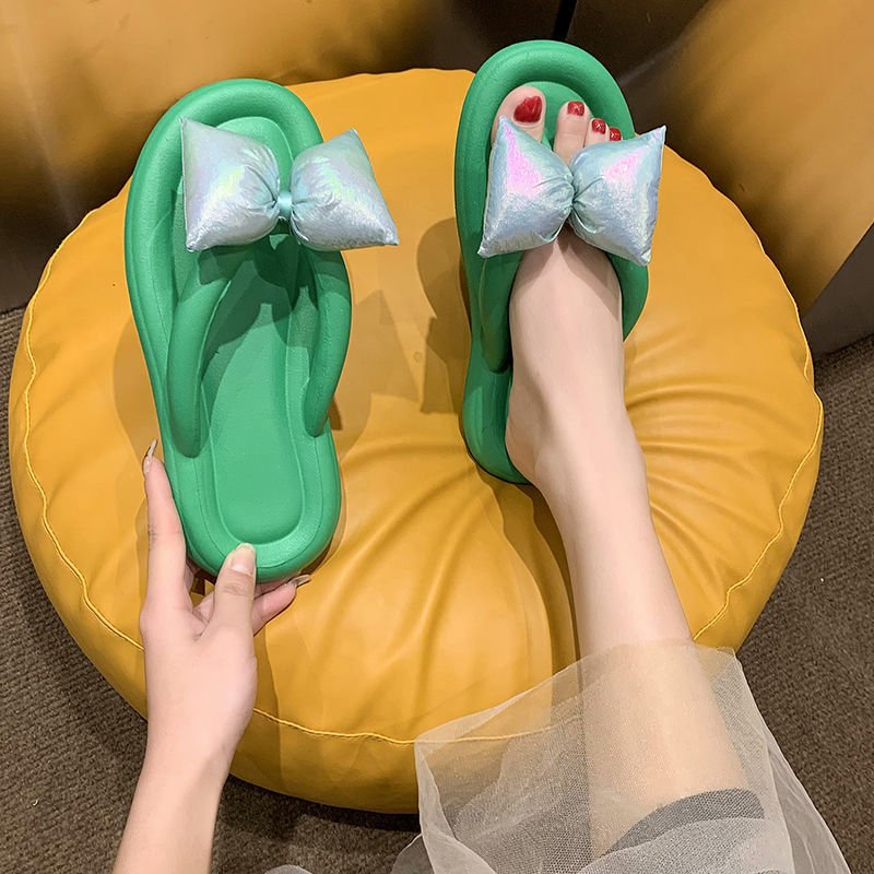 manufacturer costom summer candy color Princess Style bathroom beach bow eva anti-slip flip-flop slippers for ladies
