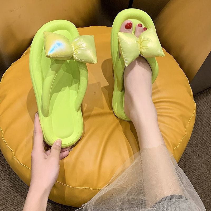 manufacturer costom summer candy color Princess Style bathroom beach bow eva anti-slip flip-flop slippers for ladies