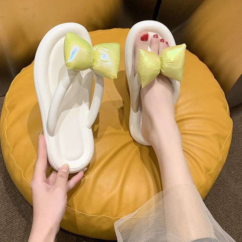 manufacturer costom summer candy color Princess Style bathroom beach bow eva anti-slip flip-flop slippers for ladies