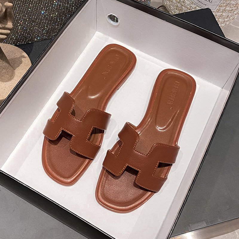 2024 High Quality Women Flat Slippers Female Fashion Babouches Leather Sandals Slippers Outdoor Ladies Slides Slippers