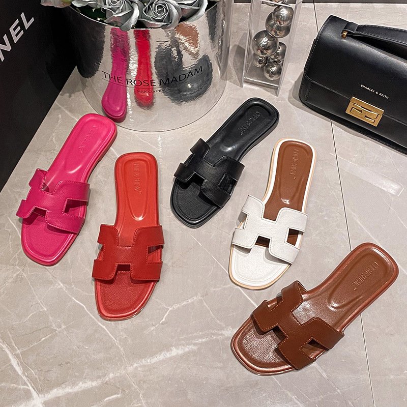 2024 High Quality Women Flat Slippers Female Fashion Babouches Leather Sandals Slippers Outdoor Ladies Slides Slippers