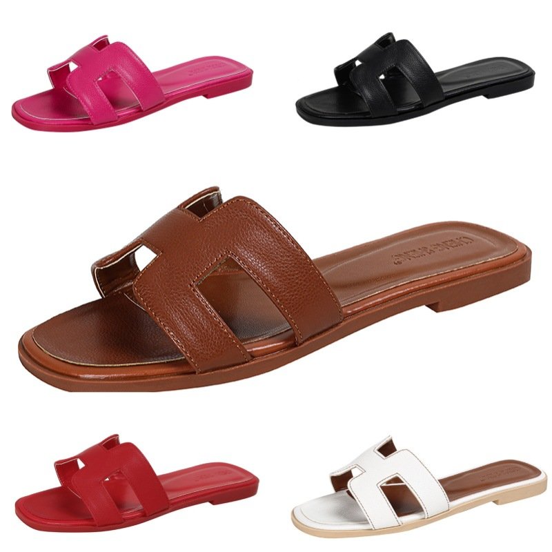 2024 High Quality Women Flat Slippers Female Fashion Babouches Leather Sandals Slippers Outdoor Ladies Slides Slippers