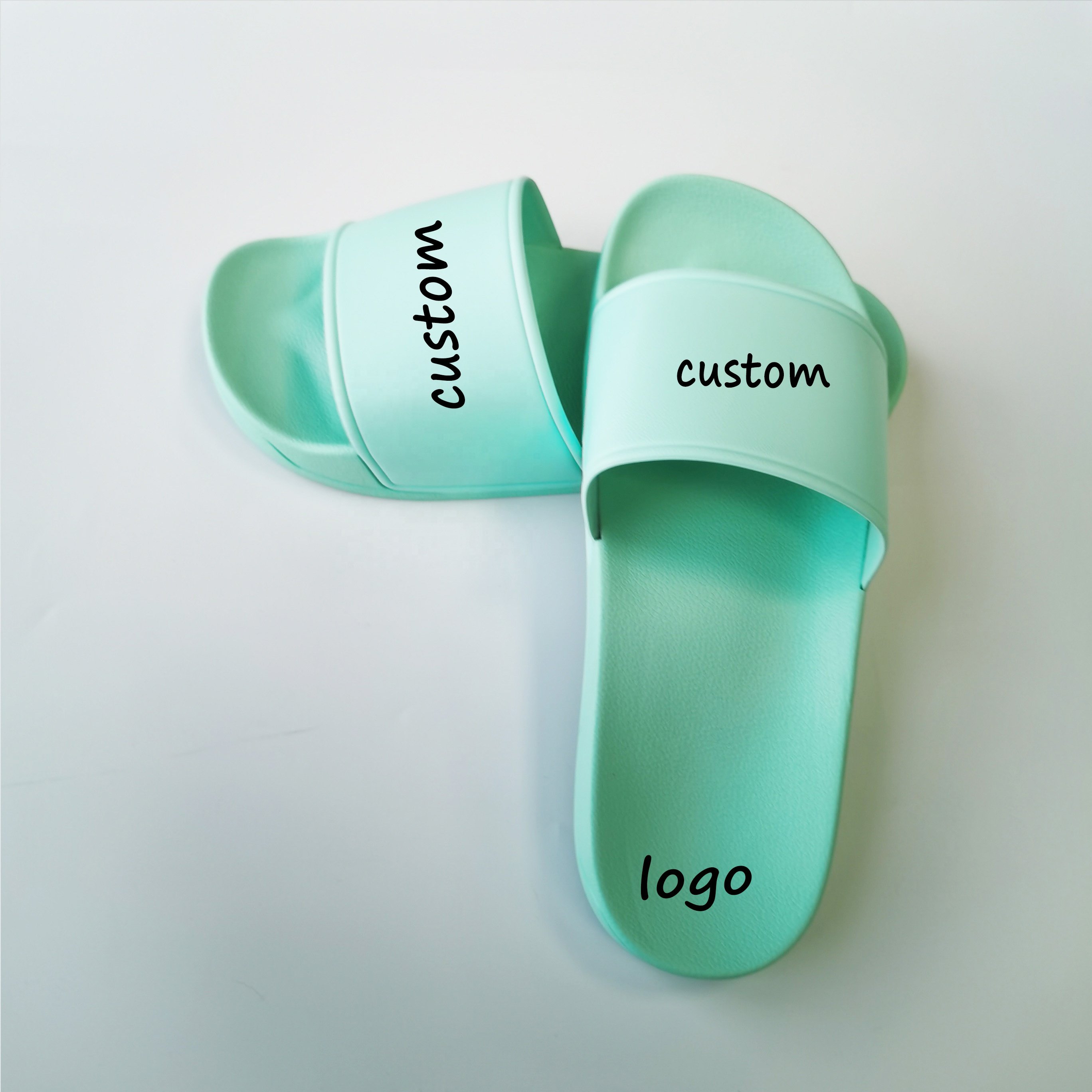 2022 Slide For Man Indoor Pvc blue Sandals Custom Logo Print Men Embossed Slide Rubber new color Slide Slipper Design Supplier