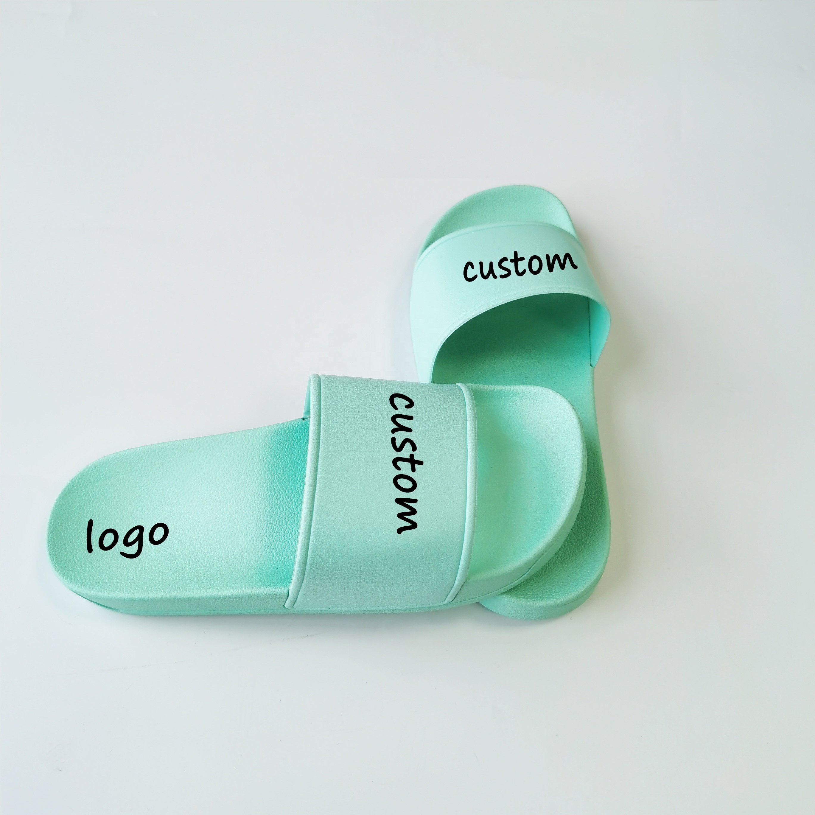 2022 Slide For Man Indoor Pvc blue Sandals Custom Logo Print Men Embossed Slide Rubber new color Slide Slipper Design Supplier