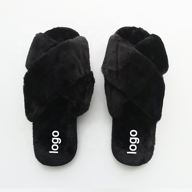 High Quality Winter Home Women Soft Plush Furry Female Fur Cross Indoor Over Fluffy White Slipper for New Zealand