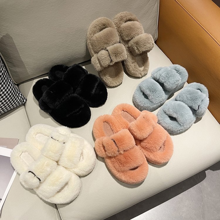 Custom Fashion Women House Warm Fluffy Furry Autumn Spring Real Fuzzy Australia Sheepskin Fur Slides Slippers for Women