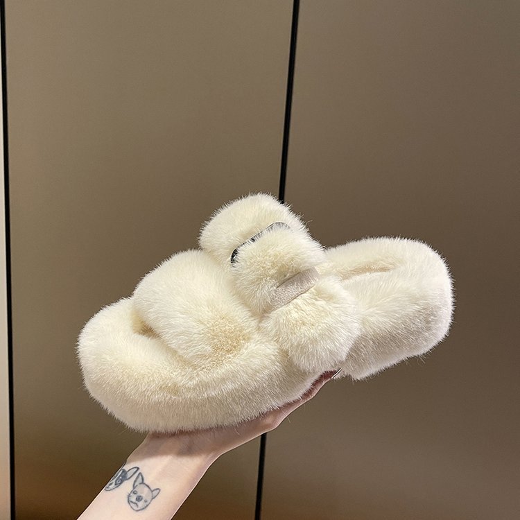 Custom Fashion Women House Warm Fluffy Furry Autumn Spring Real Fuzzy Australia Sheepskin Fur Slides Slippers for Women