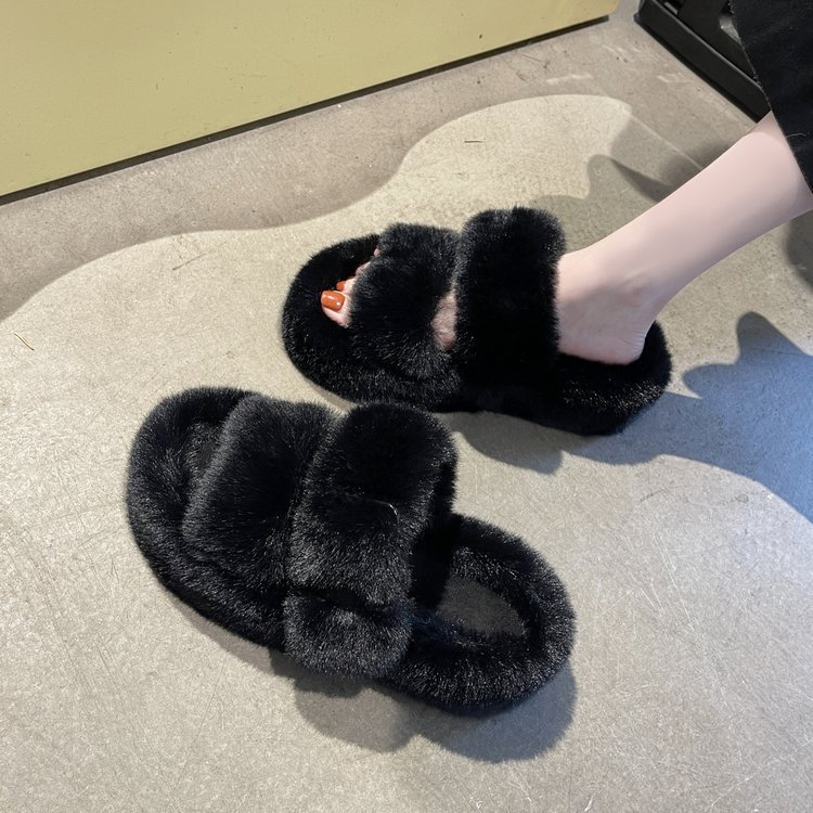 Custom Fashion Women House Warm Fluffy Furry Autumn Spring Real Fuzzy Australia Sheepskin Fur Slides Slippers for Women