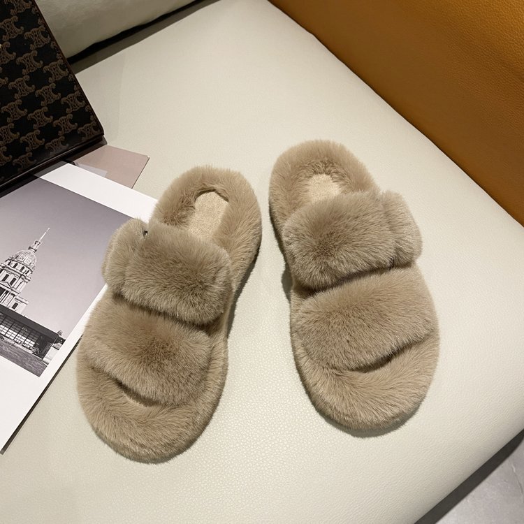 Custom Fashion Women House Warm Fluffy Furry Autumn Spring Real Fuzzy Australia Sheepskin Fur Slides Slippers for Women