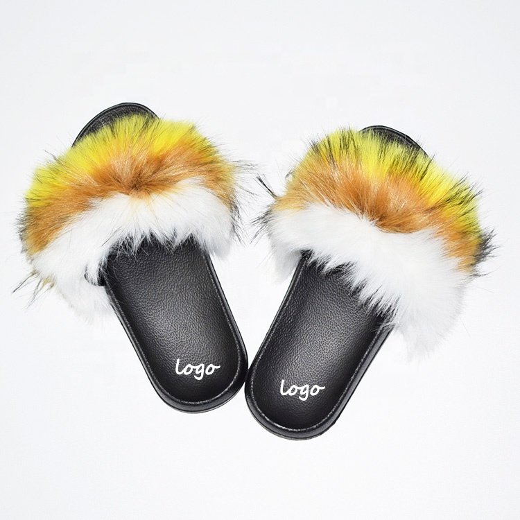 Wholesale Women House Slides Warm Faux Fur Ladies soft sole warm flat fashion fur slippers