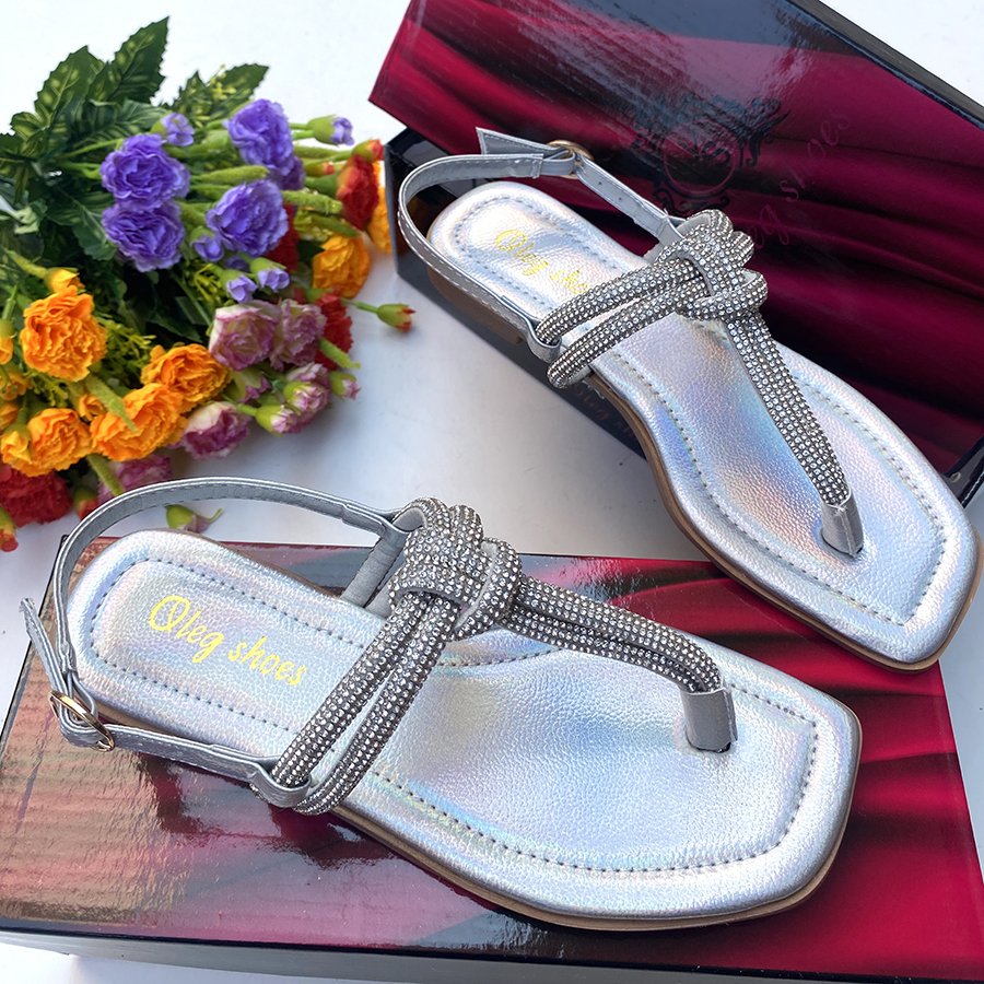 Olegshoes Women Slides Slippers, 2023 Ladies Shoes Braided T-strap Slip On Flat Sandals Zapatos De Mujer Designer Slippers