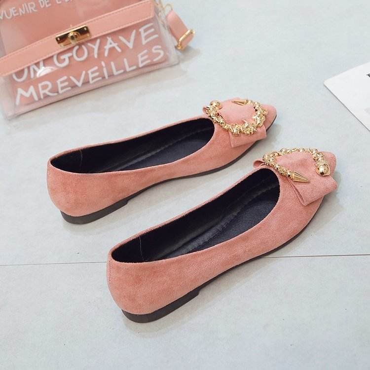 Popular New Fashion Pointed Toe Ladies Flat Shoes Women Beautiful Metal Buckle Women Shoes 2024 Office Slippers Mules