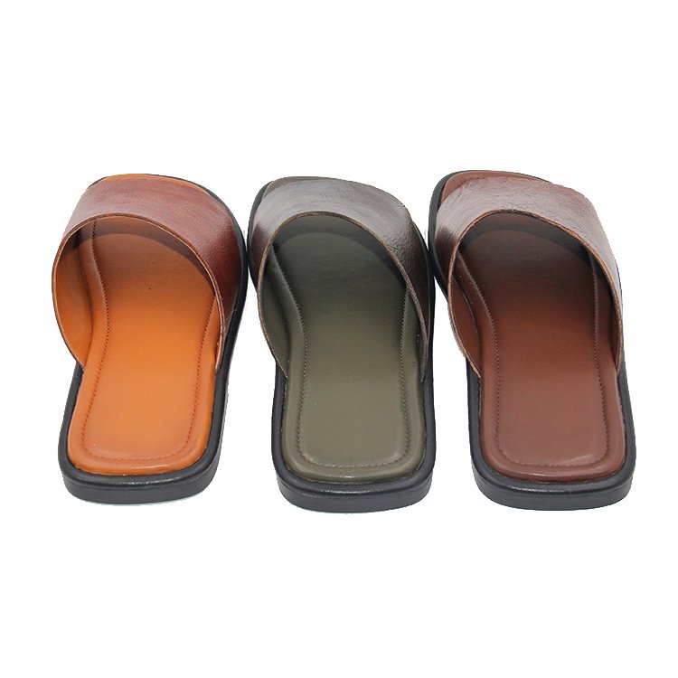Top-Level Summer Men's Slipper GENUINE Leather Comfortable and Light Weight OEM Designs Soft Leather Slipper