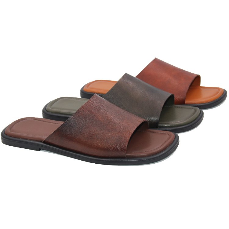 Top-Level Summer Men's Slipper GENUINE Leather Comfortable and Light Weight OEM Designs Soft Leather Slipper