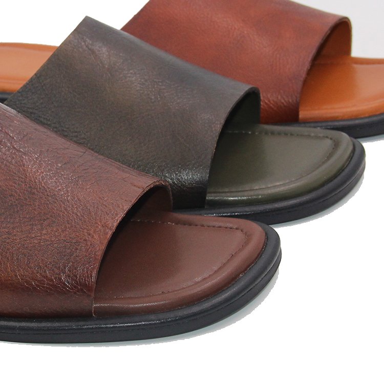 Top-Level Summer Men's Slipper GENUINE Leather Comfortable and Light Weight OEM Designs Soft Leather Slipper