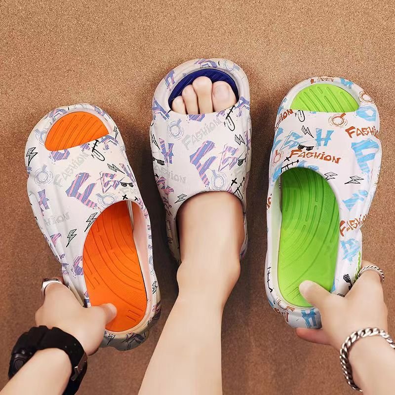 Non-slip Home Men House Casual Slippers Sandals Shoes Men's Outdoor Cushioned PVC Sole Slides Slippers