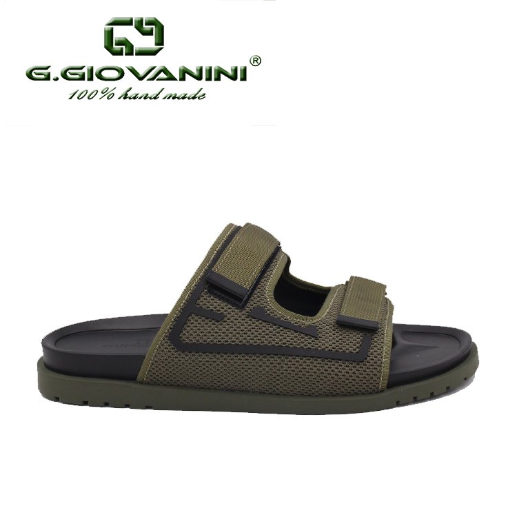 Unique design high quality mens leather slides leather sandals slipper