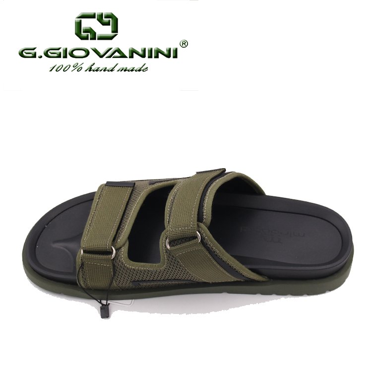 Unique design high quality mens leather slides leather sandals slipper