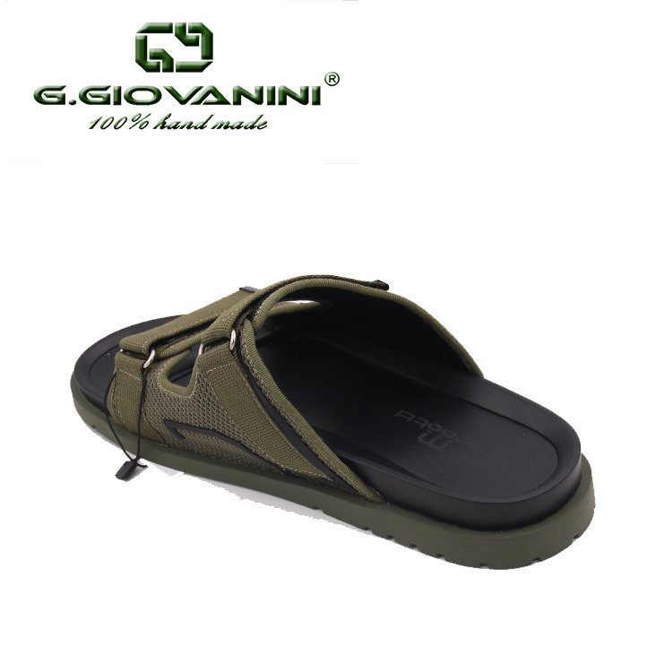 Unique design high quality mens leather slides leather sandals slipper