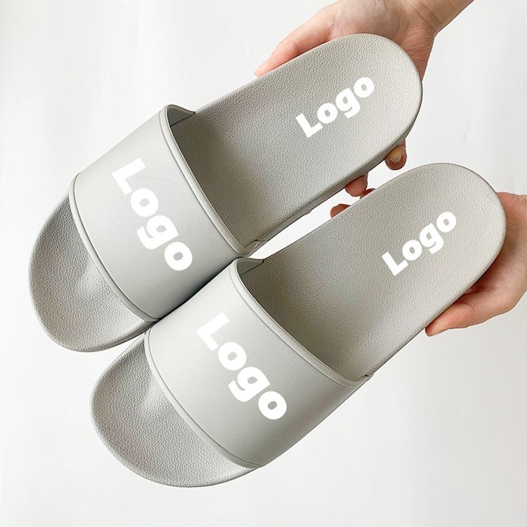 2024 Europe Popular Summer Custom Size Black Color Sandals Women Flat SOEM Printing Logo Indoor Shower Flip Flops PVC Slippers
