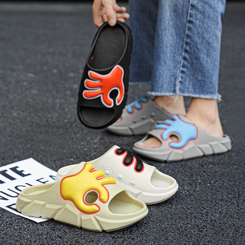 Summer Casual Men EVA Soft Slippers OK Gesture Design Outdoor Beach Men Foam Slides