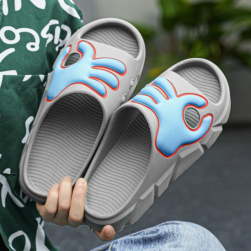 Summer Casual Men EVA Soft Slippers OK Gesture Design Outdoor Beach Men Foam Slides