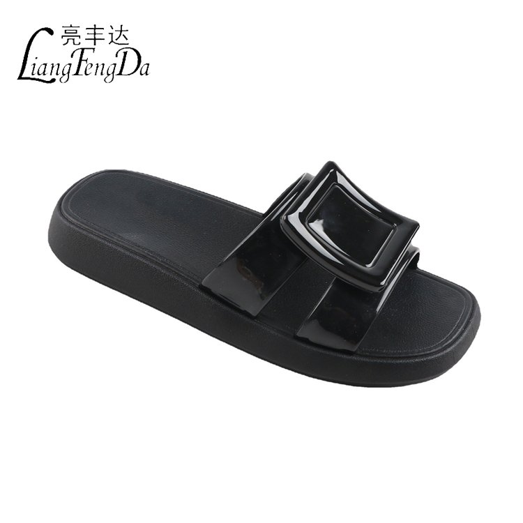New Style Summer Fashion Outdoor Platform Slides Slippers Footwear Ladies Sandals EVA Printed Square Toe Casual PVC for Women