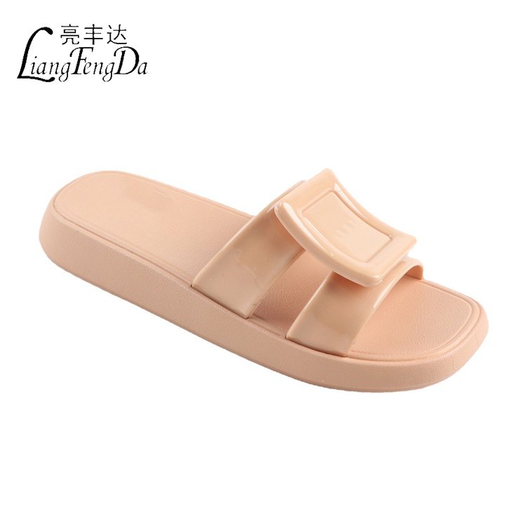 New Style Summer Fashion Outdoor Platform Slides Slippers Footwear Ladies Sandals EVA Printed Square Toe Casual PVC for Women