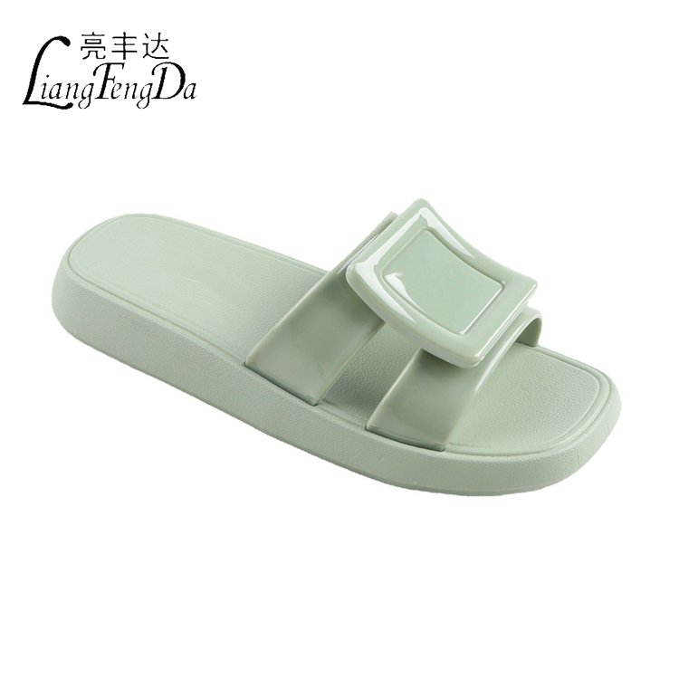 New Style Summer Fashion Outdoor Platform Slides Slippers Footwear Ladies Sandals EVA Printed Square Toe Casual PVC for Women