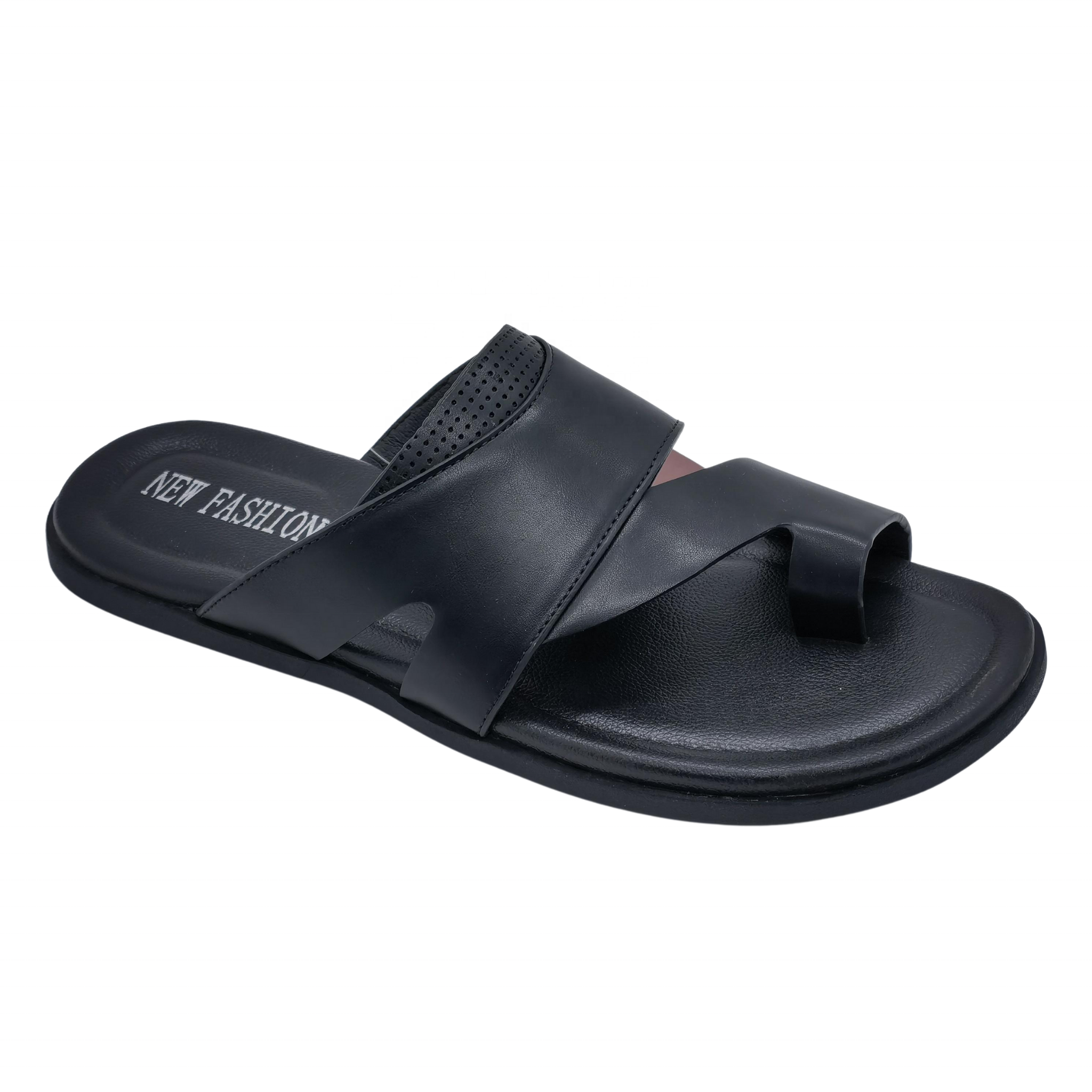 Factory Direct Wholesale Men Flat Sandal Man Pu Leather Men Slides Slipper