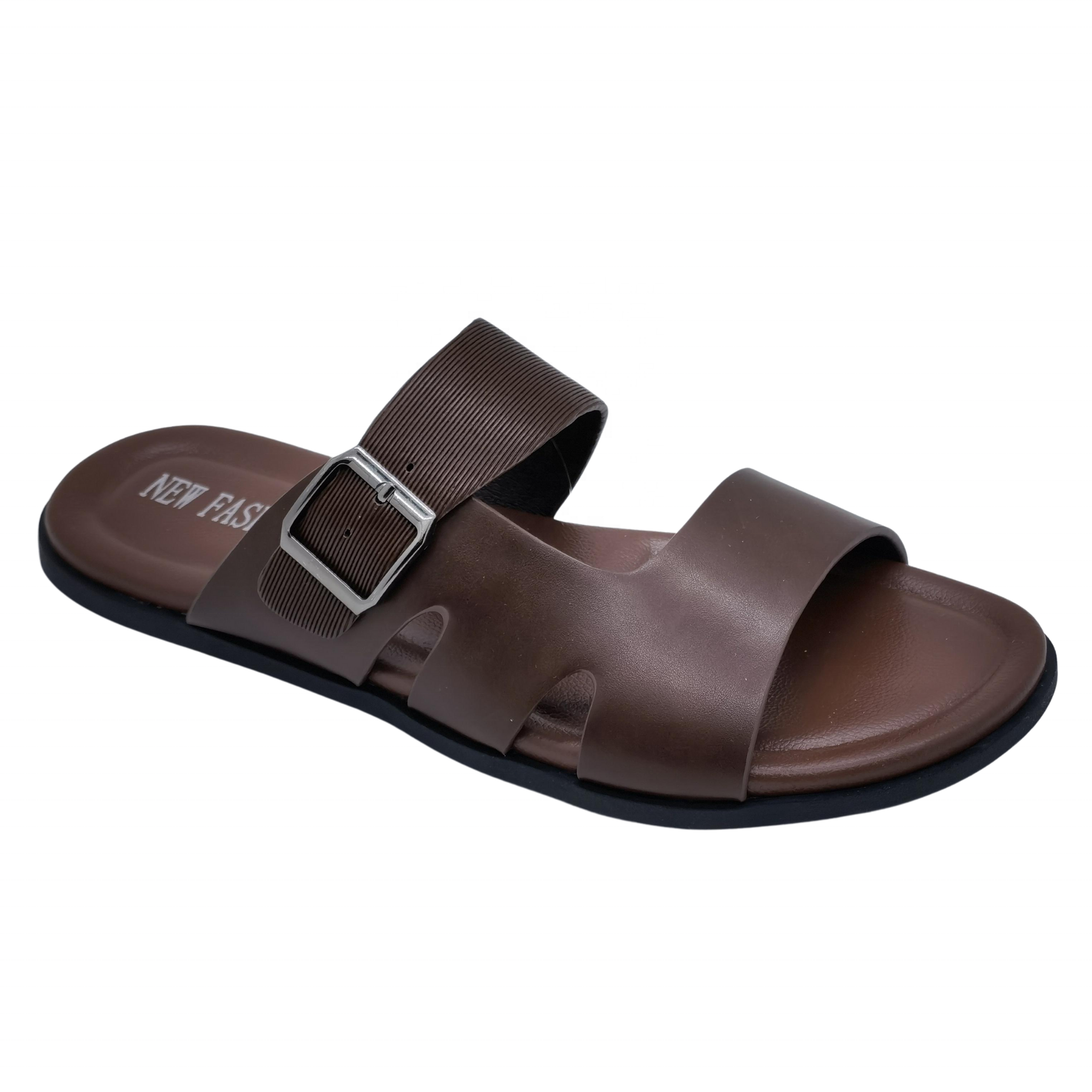 Factory Direct Wholesale Men Flat Sandal Man Pu Leather Men Slides Slipper