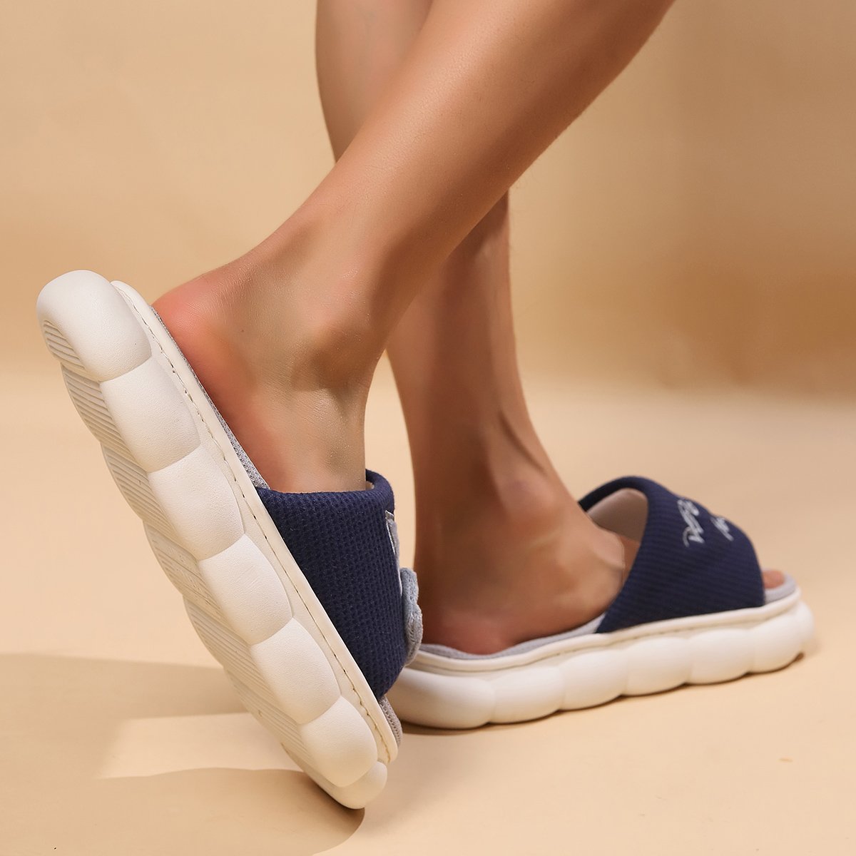 Custom Girls Boys Students Animal Prints Thick Sole Soft Slides Slippers Linen Slides Slippers Fluffy Animal Indoor Slippers