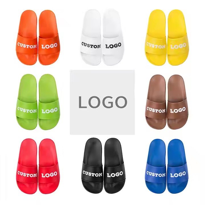 Custom Logo Unisex Summer One Strap Couple Home Bathroom Foam Customize Logo Slides Slippers Wholesale
