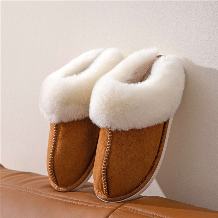 High quality cotton Indoor House Furry Warm Slippers Fashion Faux Fur Winter Shoe Slip On Flats Female Home Slides Plush Slipper
