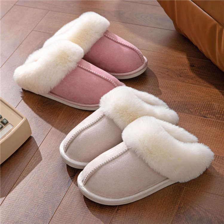 High quality cotton Indoor House Furry Warm Slippers Fashion Faux Fur Winter Shoe Slip On Flats Female Home Slides Plush Slipper