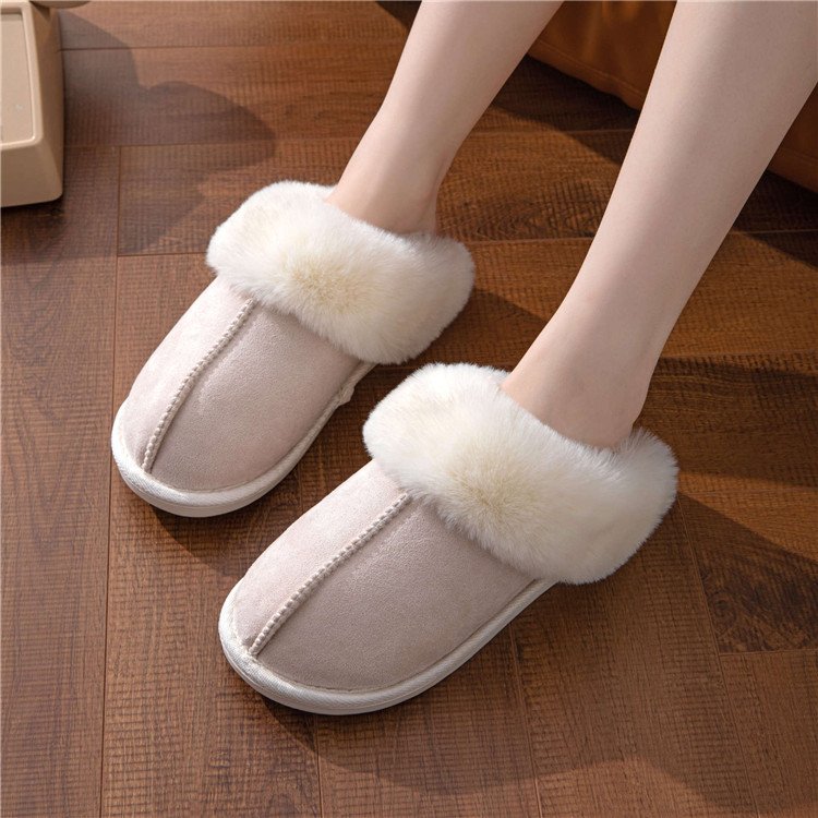 High quality cotton Indoor House Furry Warm Slippers Fashion Faux Fur Winter Shoe Slip On Flats Female Home Slides Plush Slipper