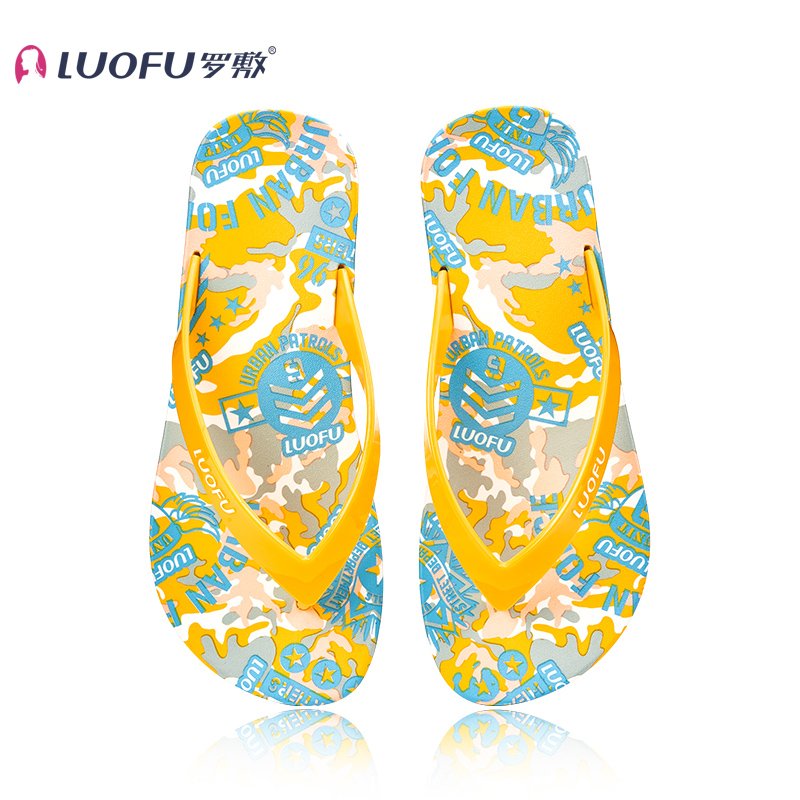 LUOFU pvc summer Stylish digital camouflage printed flip flops sandals for lady