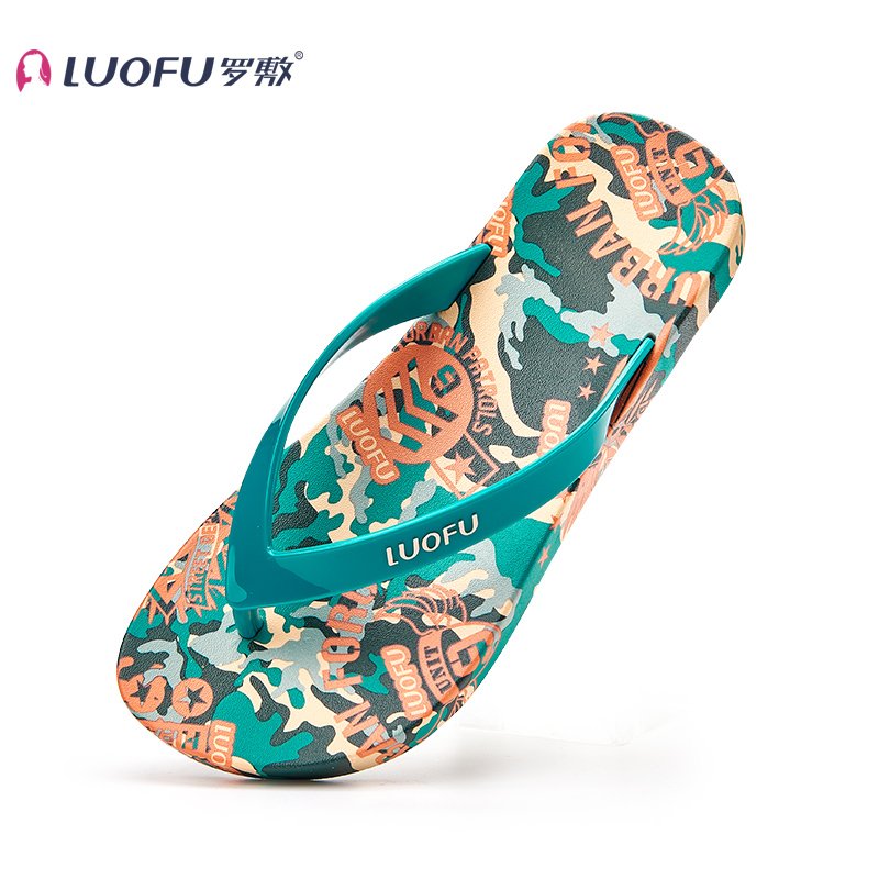 LUOFU pvc summer Stylish digital camouflage printed flip flops sandals for lady
