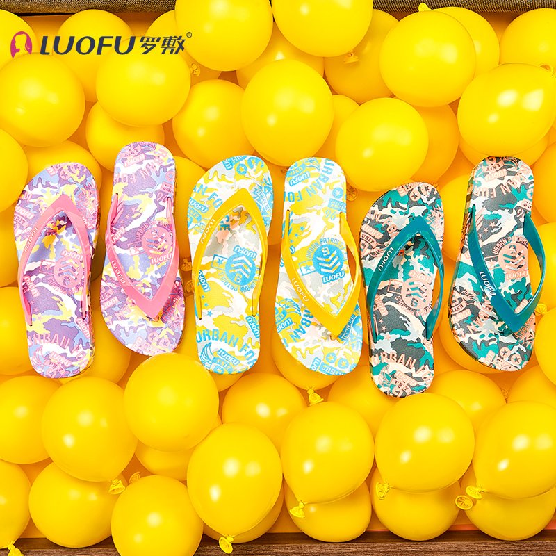 LUOFU pvc summer Stylish digital camouflage printed flip flops sandals for lady