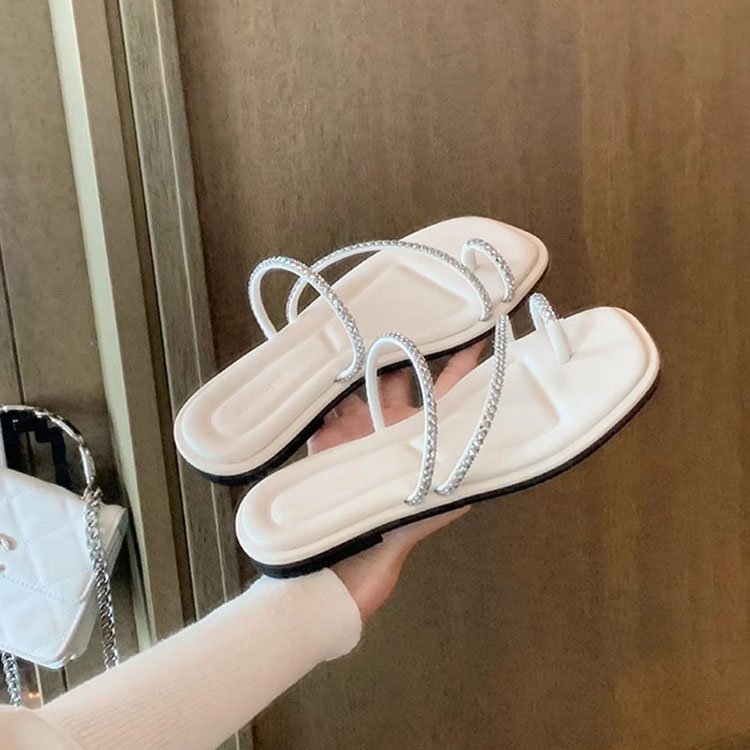 Customized rhinestone flat slipper Hollow crystal slipper slides sandals fashion designer slides slippers